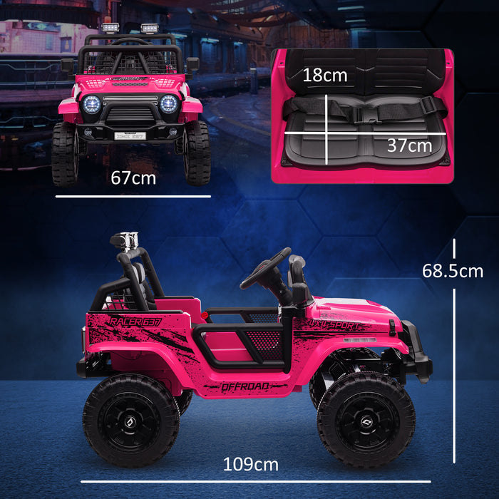 Kids Ride On Car, 12V Electric Truck w/ Suspension - Pink