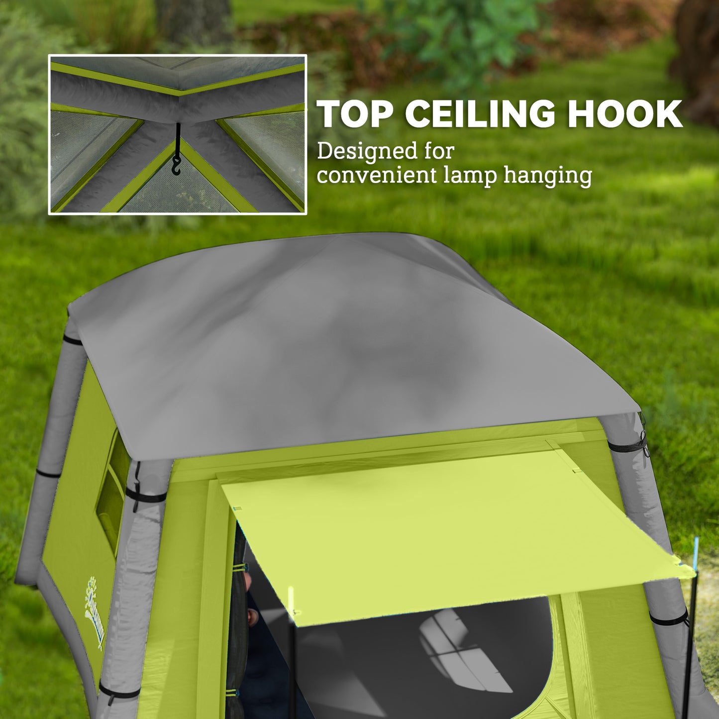 Inflatable Camping Tent, Easy Setup 2 Man Tent, Green