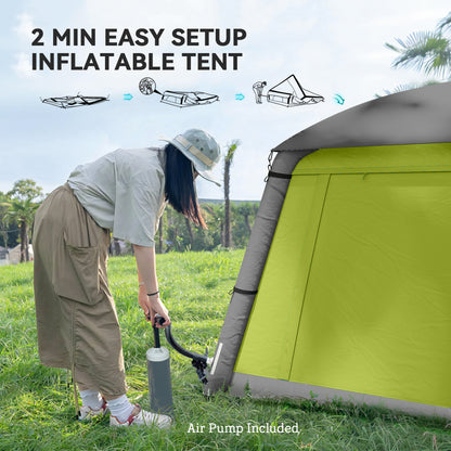 Inflatable Camping Tent, Easy Setup 2 Man Tent, Green