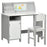 2 PCs Childrens Table and Chair Set w/ Whiteboard Storage - Grey