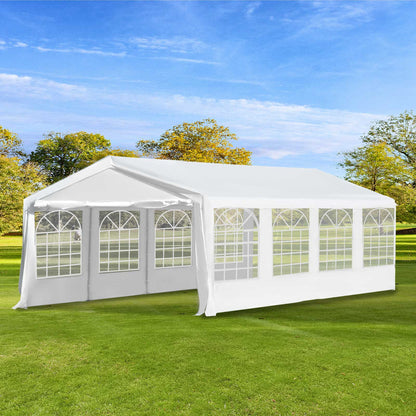 Outsunny 8m x 4m Garden Gazebo Marquee Party Tent Wedding Portable Garage Carport Event shelter Car Canopy Outdoor Heavy Duty Steel Frame Waterproof Rot Resistant