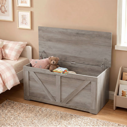 Storage Trunk for Living Room, with Safety Hinges, 100cm, Grey