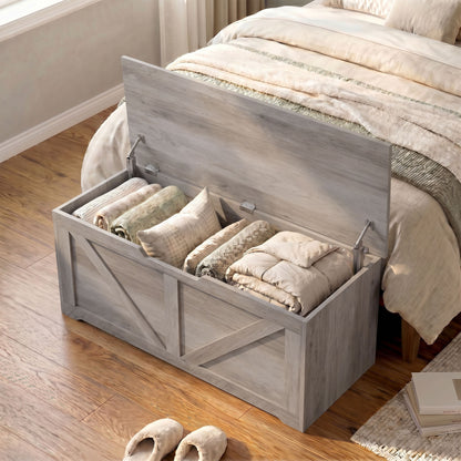 Storage Trunk for Living Room, with Safety Hinges, 100cm, Grey