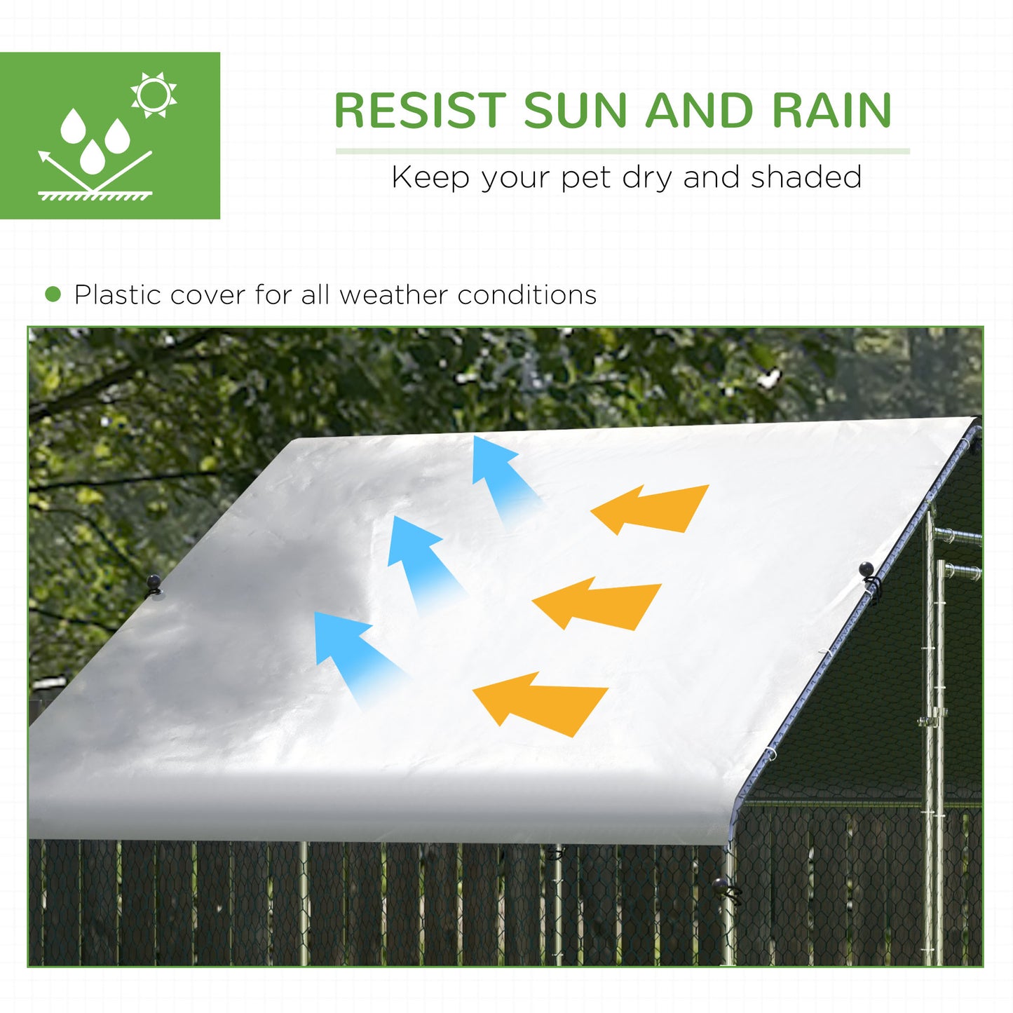 Walk In Chicken Run Large Galvanised Chicken Coop w/ Cover 3 x 1.7 x 1.9m
