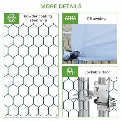 Walk In Chicken Run Large Galvanised Chicken Coop w/ Cover 3 x 1.7 x 1.9m