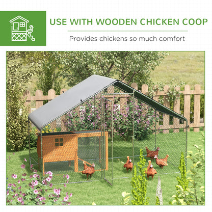Walk In Chicken Run Large Galvanised Chicken Coop w/ Cover 3 x 1.7 x 1.9m