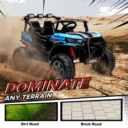 24V Electric Ride on Car, 2-Seater Kids Electric Truck, Blue