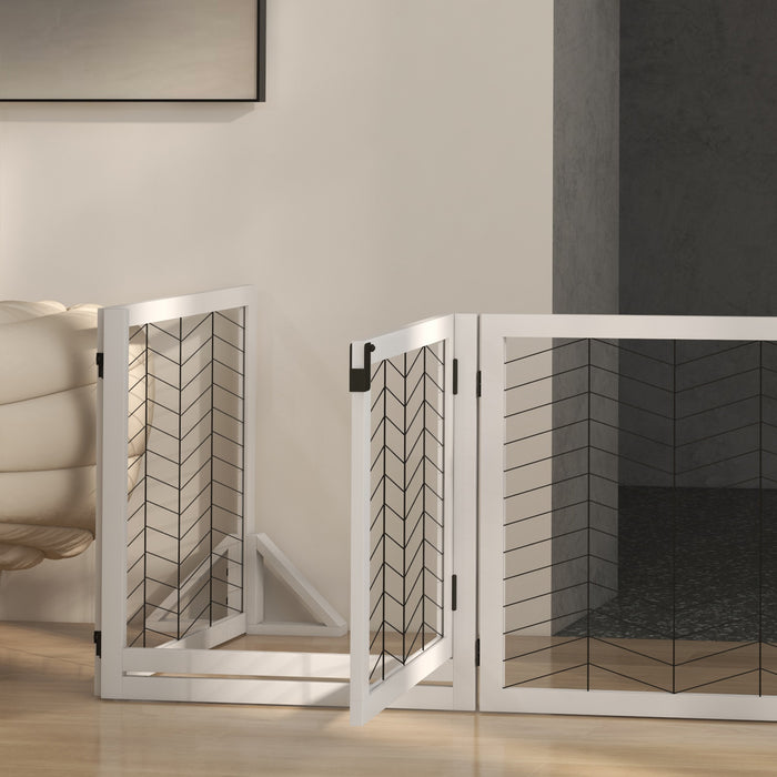 8 Panels Freestanding Dog Barrier for S and M Dogs - White