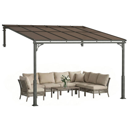 3.4 x 3 m Metal Lean-to Hardtop Gazebo, Wall-Mounted Pergola