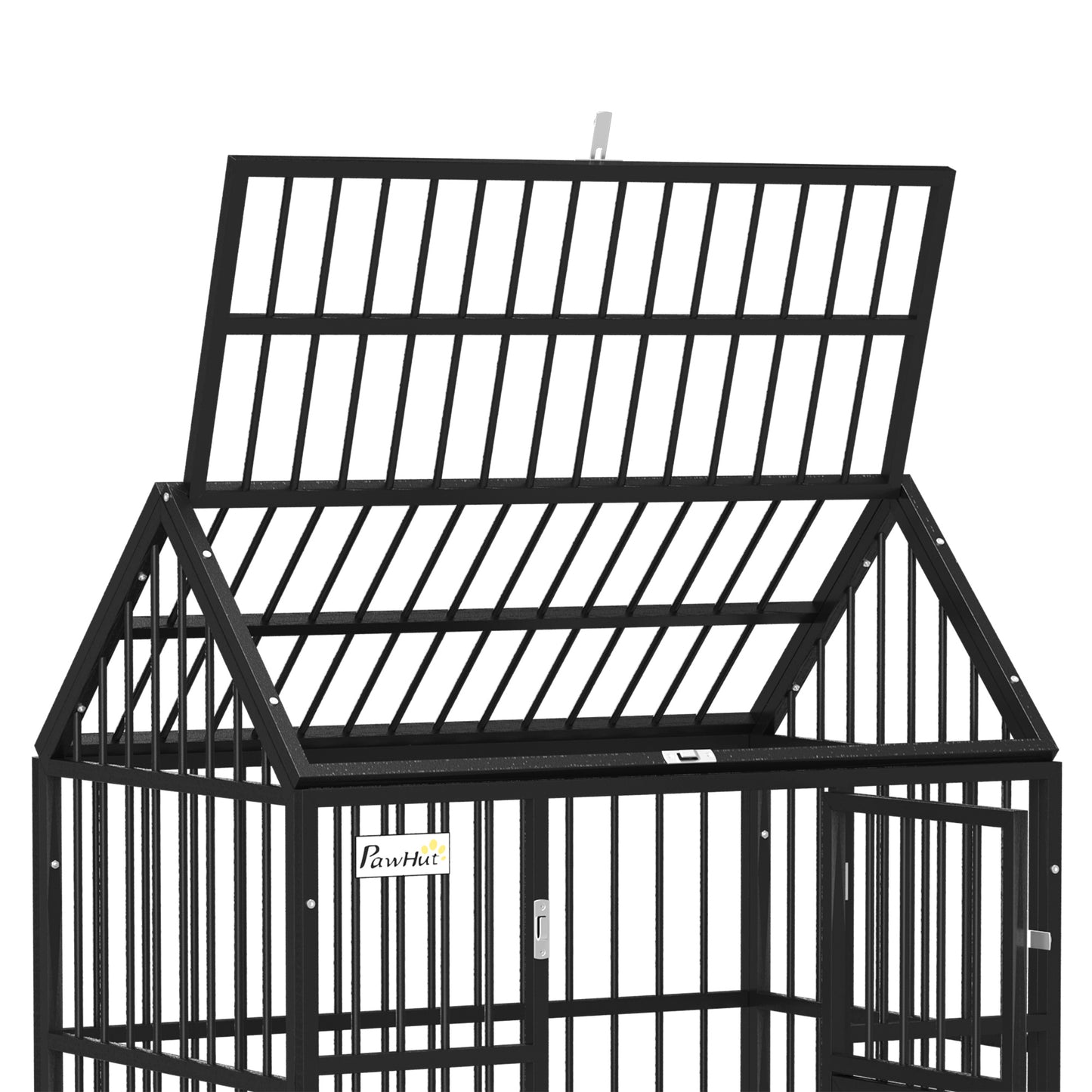 43" Heavy Duty Dog Crate on Wheels w/ Removable Tray, Openable Top