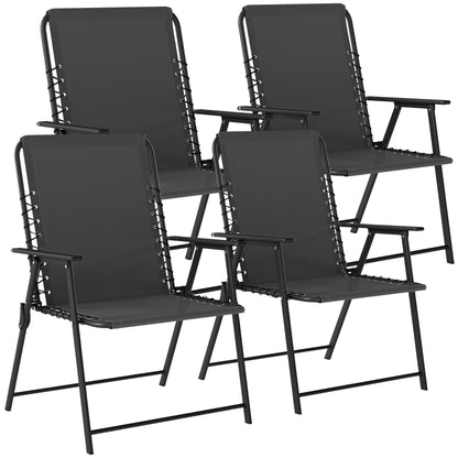 Folding Garden Chairs, Outdoor Chairs Set of 4, Black