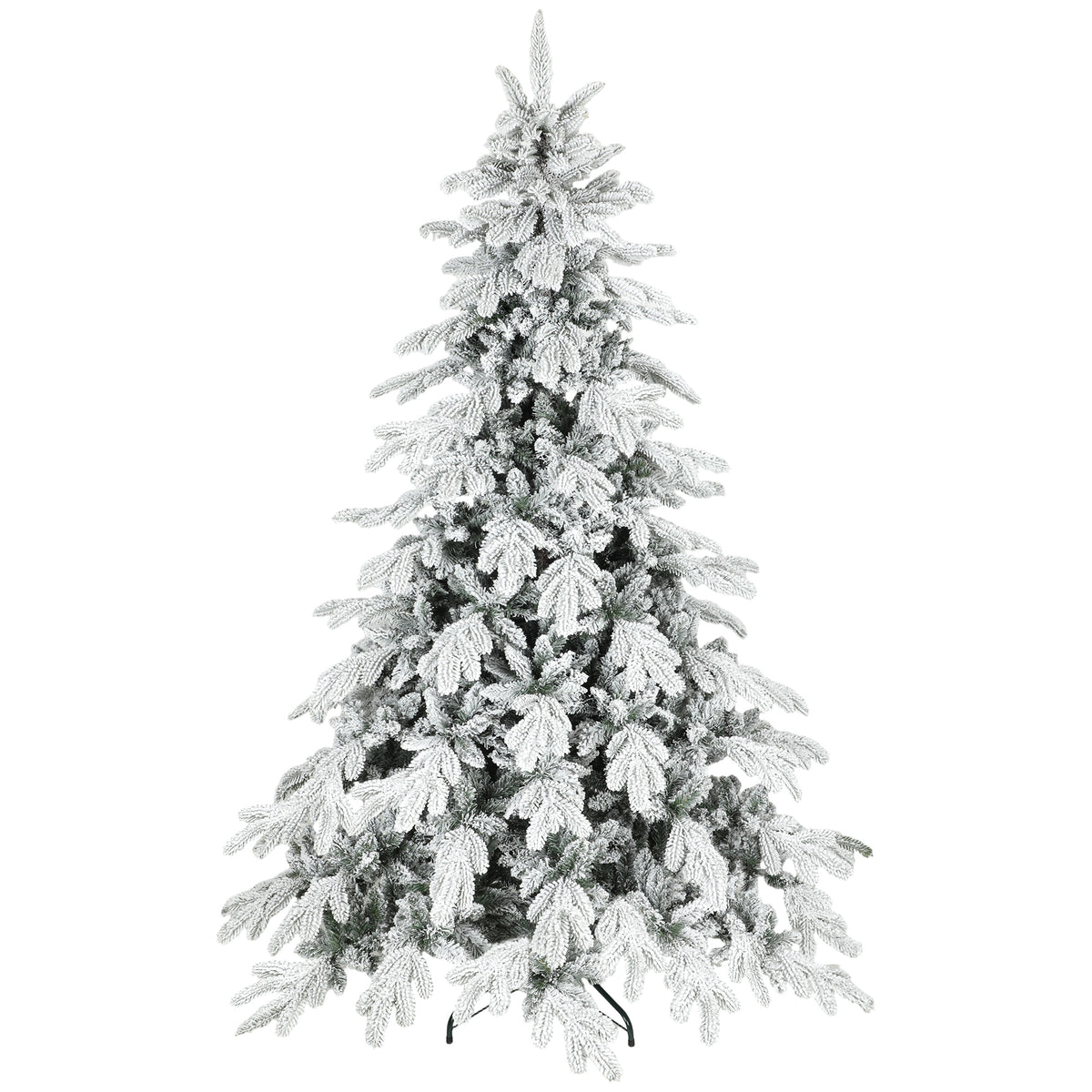 7ft Christmas Tree with Flocked Realistic Tips, Hinged Xmas Tree
