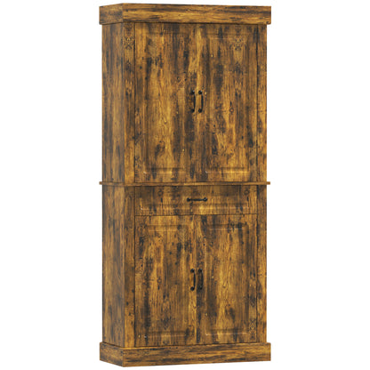 180cm Kitchen Pantry, KitchenStorage Cabinet with Shelves, Brown