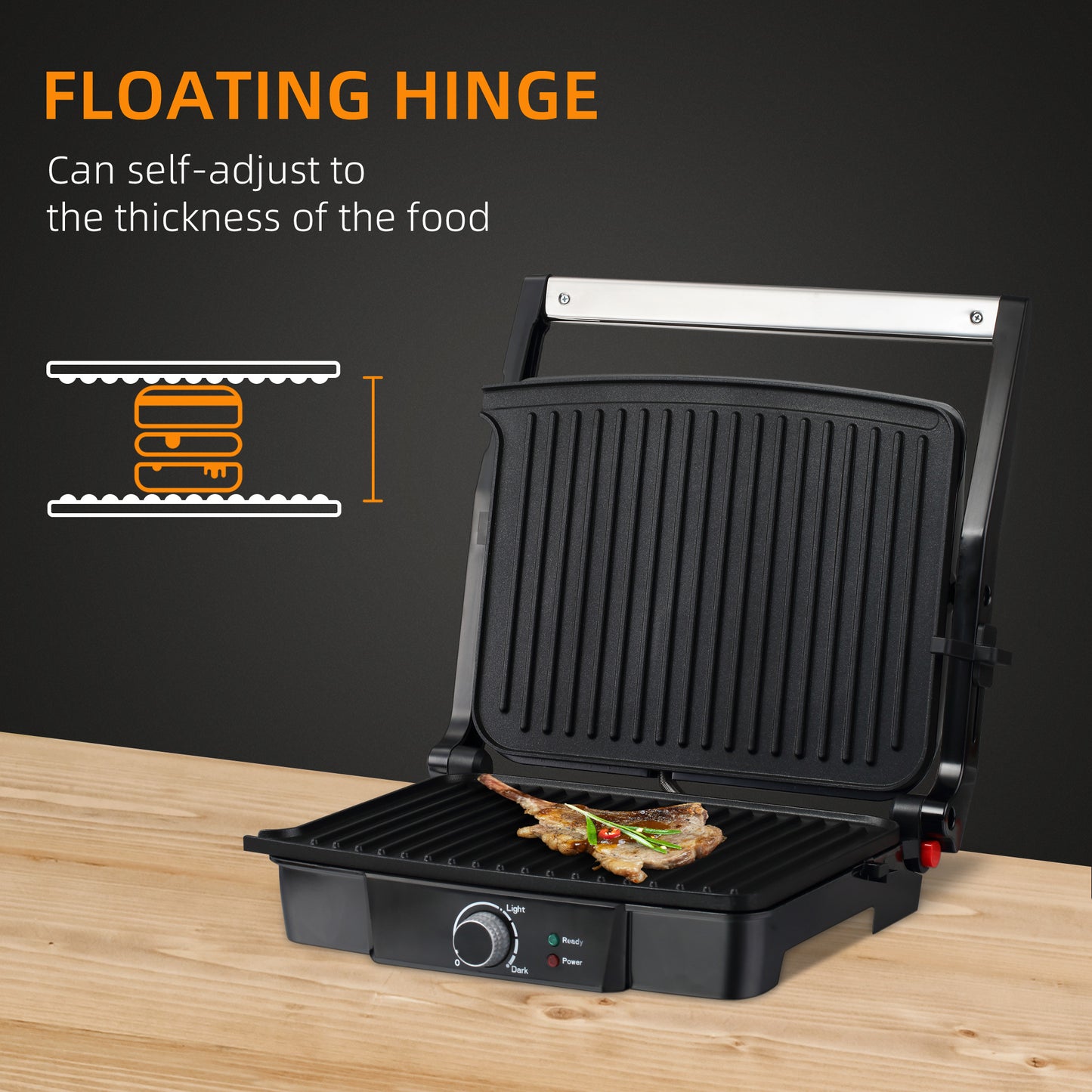 Health Grill & Panini Press, 4 Slice Toastie Machine, 2000W Electric Non-stick Grill with 180√Ç¬∞ Flat Open, Drip Tray and Adjustable Temperature