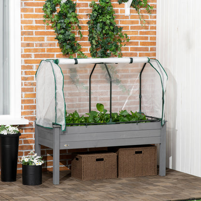 Raised Garden Bed w/ PE Cover, Use for Patio, Garden, Dark Grey