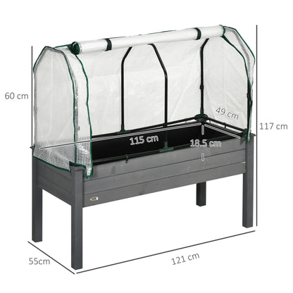 Raised Garden Bed w/ PE Cover, Use for Patio, Garden, Dark Grey