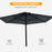 Wall Mounted Parasol, Hand to Push Outdoor Patio Umbrella with 180 Degree Rotatable Canopy for Porch, Deck, Garden, 250 cm, Grey