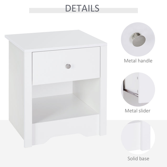 Bedside Table Unit Drawer Shelf Cabinet Nightstand Chest Solid Wood Bedroom Furniture White