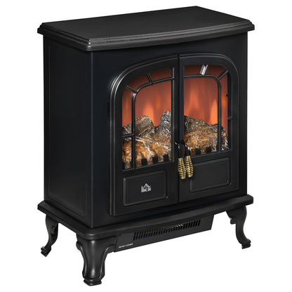 Free standing Electric Fireplace Stove W/ LED Fire Flame Effect Black