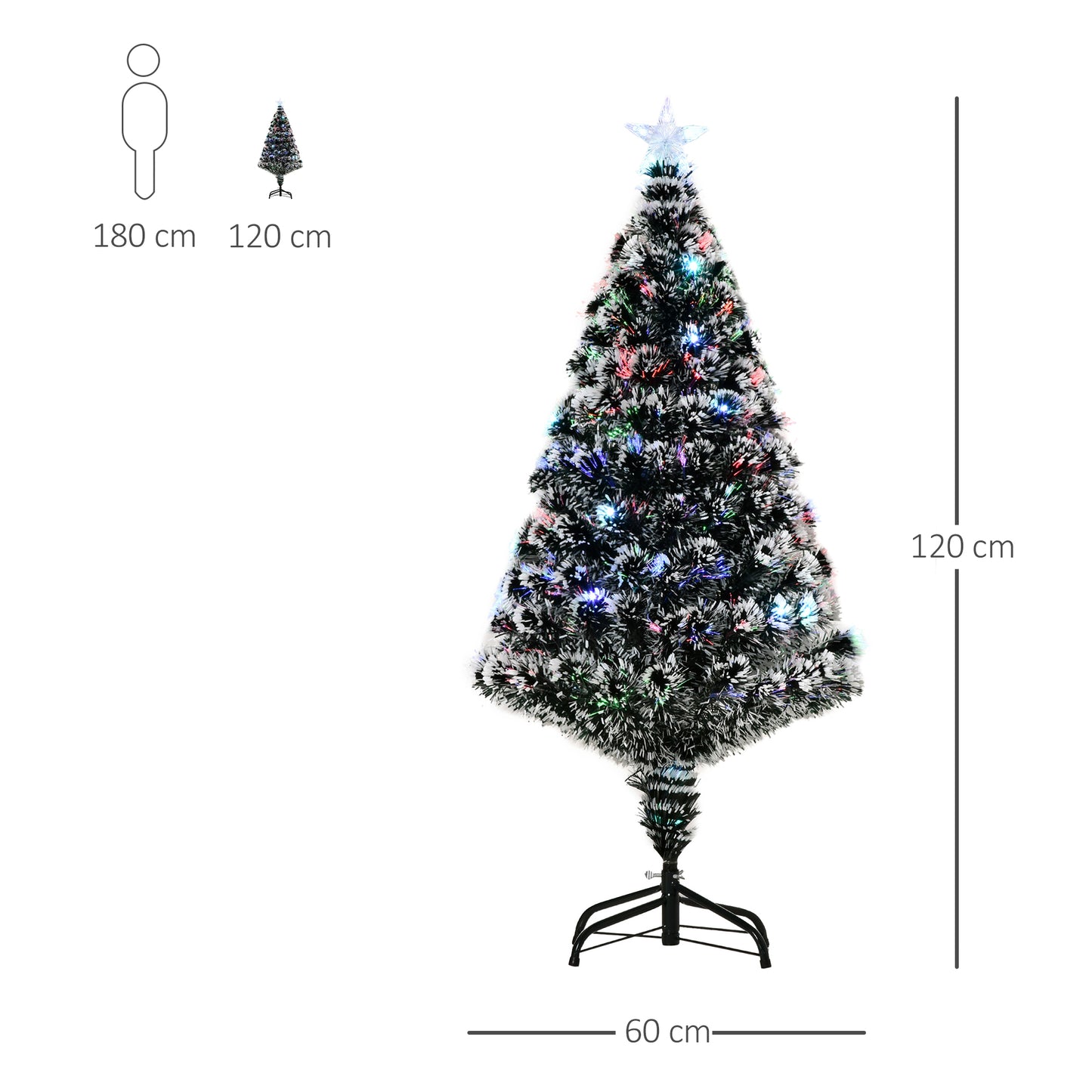 4ft Artificial Prelit Christmas Tree, Snow Xmas Tree w/ Fiber Optic