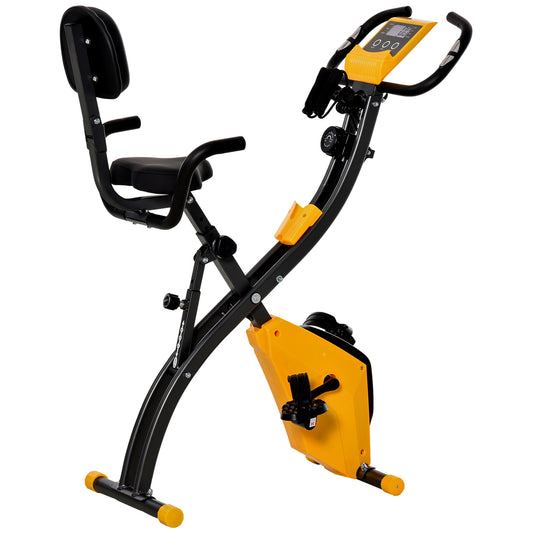 2-In-1 Folding Exercise Bike with 8-Level Magnetic Resistance Yellow