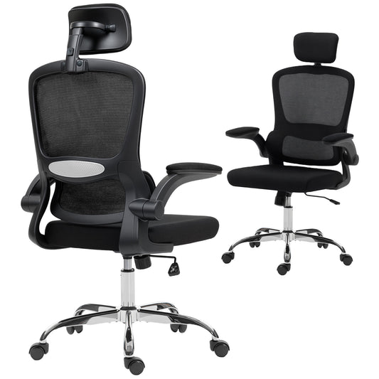 High Back Mesh Computer Desk Chair with Lumbar Support, Black