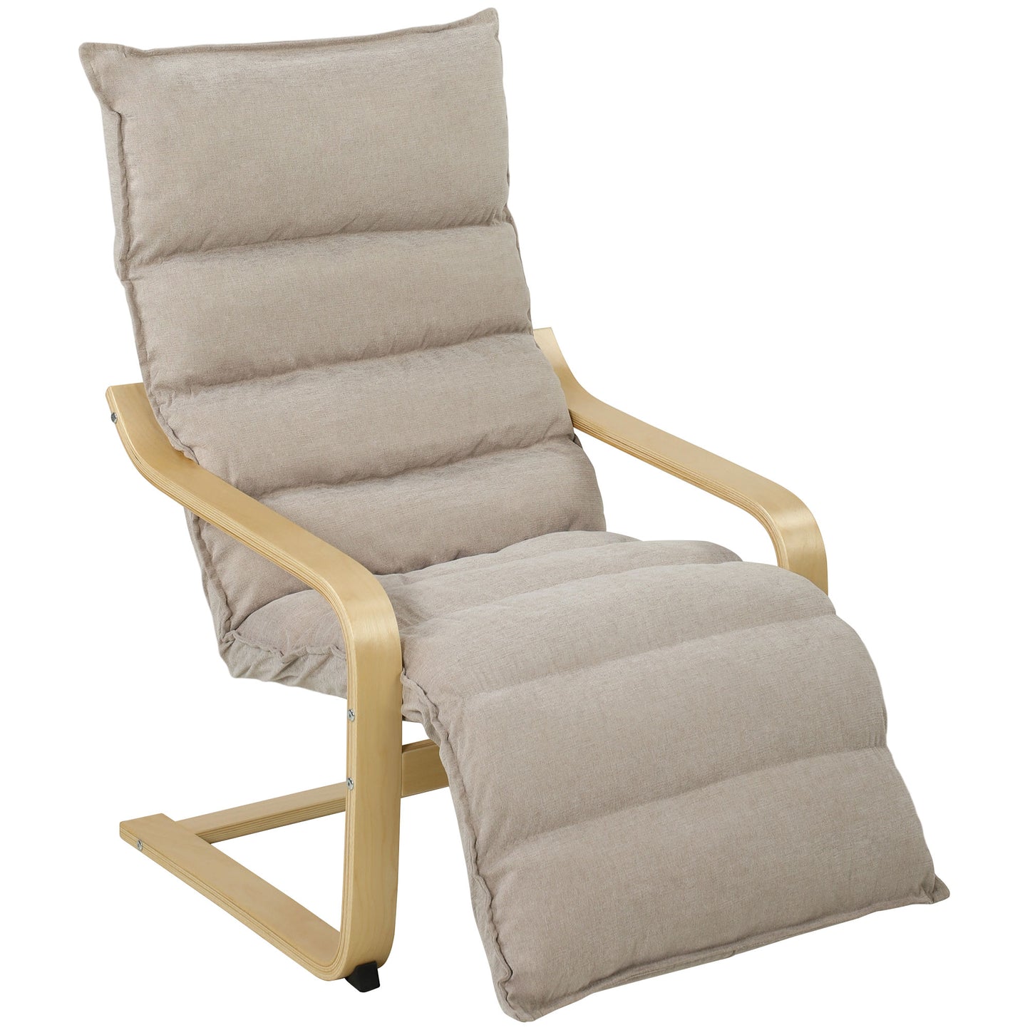 Lounge Chair with Wooden Frame for Living Room, Bedroom, Light Brown
