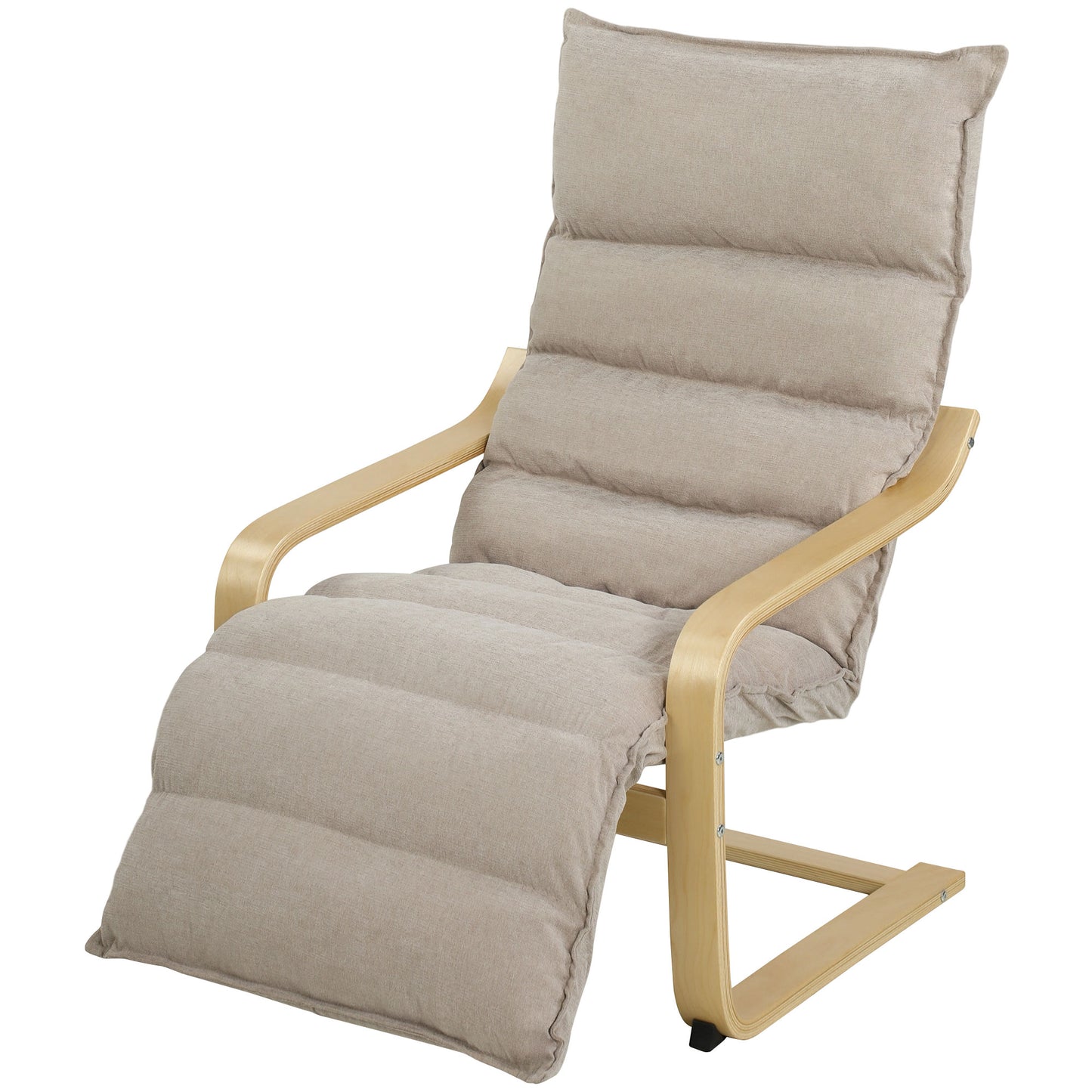 Lounge Chair with Wooden Frame for Living Room, Bedroom, Light Brown