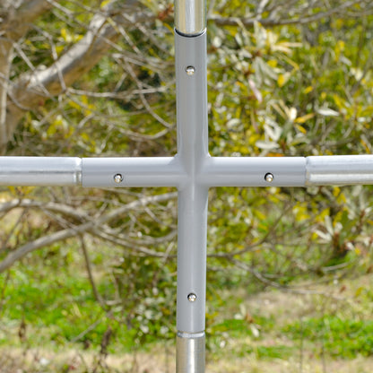 Walk-In Chicken Run Galvanised Chicken Coop w/ Covers 7.6 x 2.8 x 2m