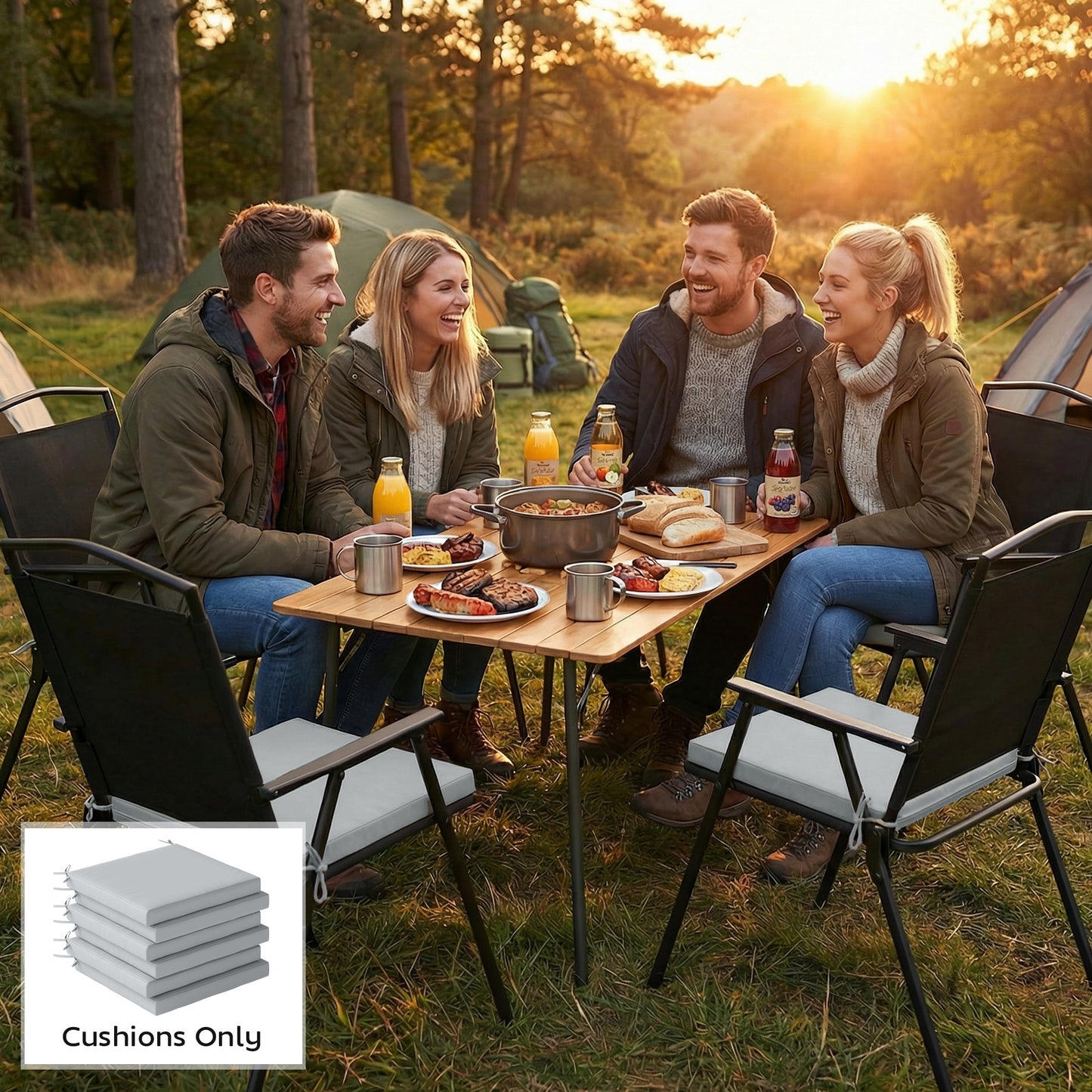 Seat Cushions with Machine Washable Cover Light Grey