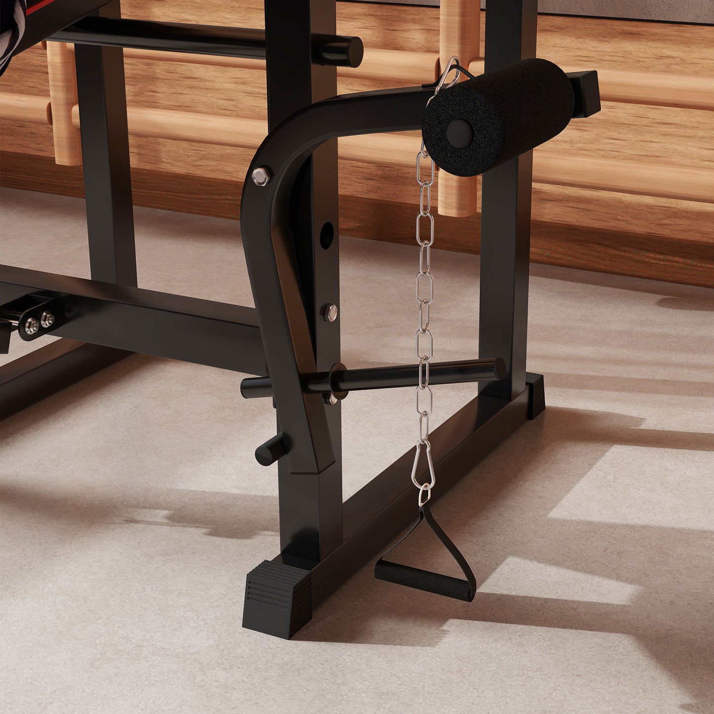 Folding Weight Bench with 2 Barbell Rack and Preacher Curl Bench