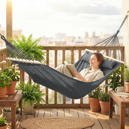Cotton Hammock, Soft Portable Swing Chair w/ Headrest