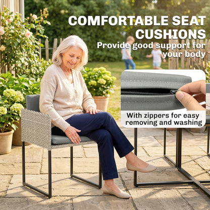 Rattan Garden Furniture Set, Rattan Table and Chairs with Cushions