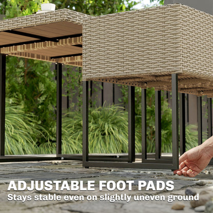 Rattan Garden Furniture Set, Rattan Table and Chairs with Cushions