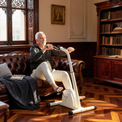 Seated Pedal Exerciser with Dual Massage and LCD Display, White