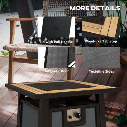 Gas Fire Pit Table with 50,000 BTU Burner, Cover, Glass Beads, Grey