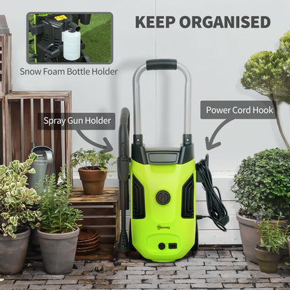 1800W Power Washer 150 Bar Pressure with Adjustable Nozzle, Green