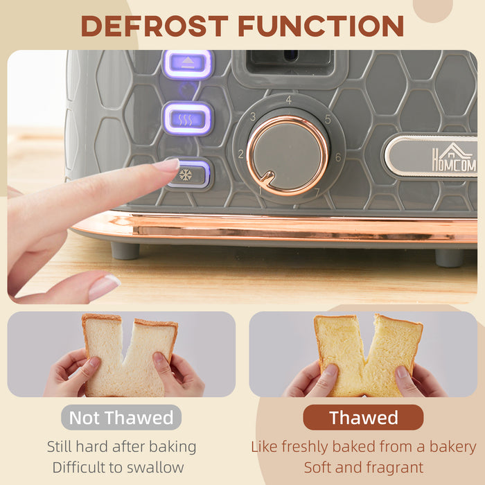 Toaster with 4 Slot, 7 Browning Levels, 1600W, Grey Honeycomb