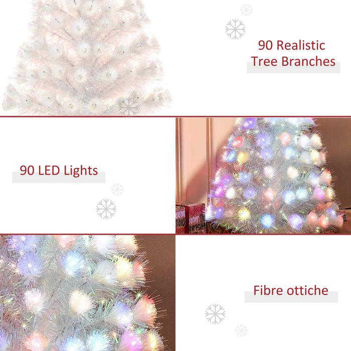 3 Feet Prelit Artificial Christmas Tree with Fiber Optic LED Light, Holiday Home Xmas Decoration, White