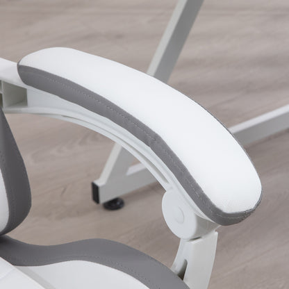 Racing Style Gaming Chair with Reclining Function Footrest, Grey