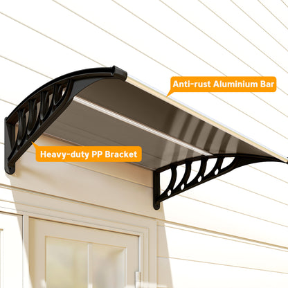Door Canopy Outdoor Awning Rain Shelter for Window Porch, Brown