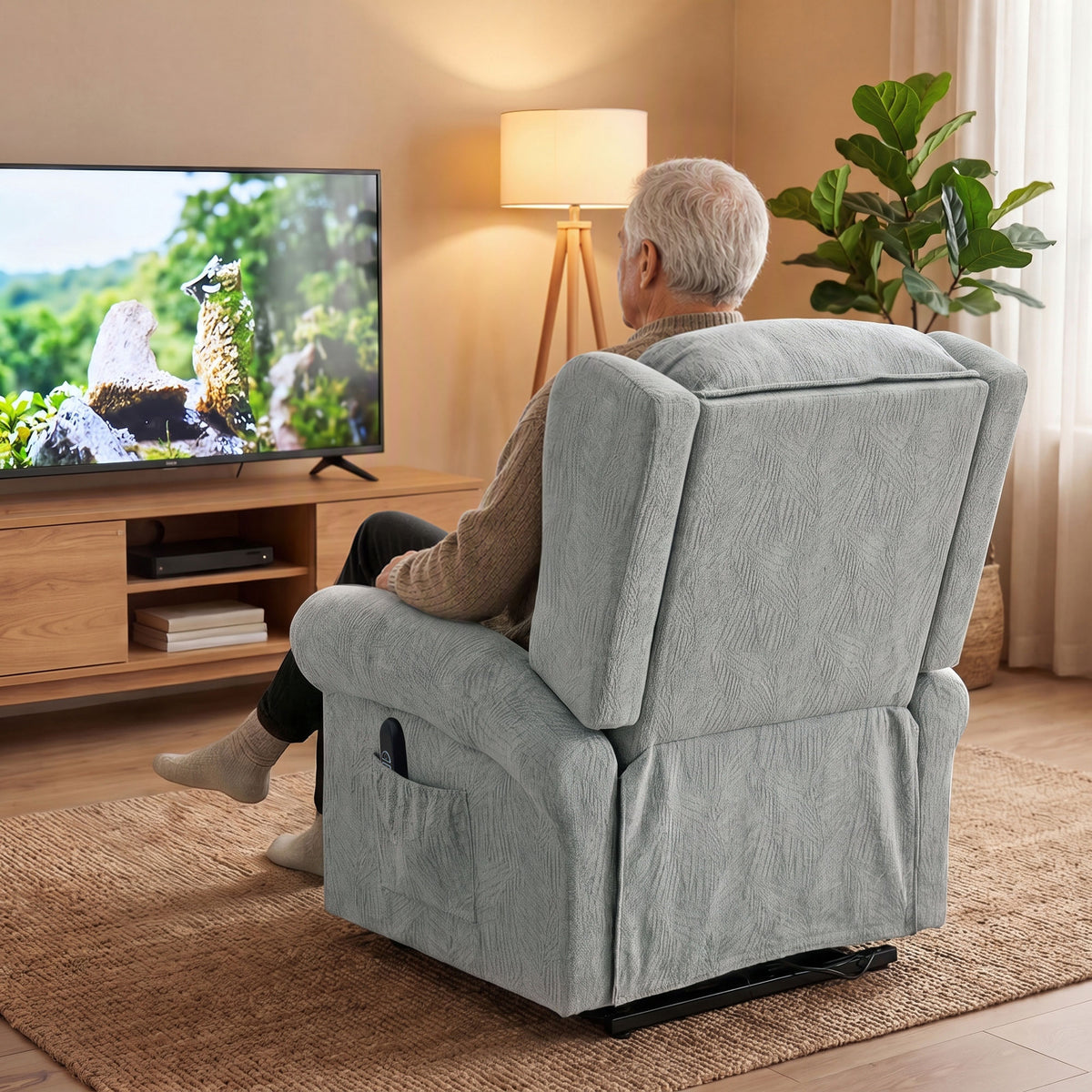 Power Lift Recliner Chair for Elderly with Remote Control, Grey
