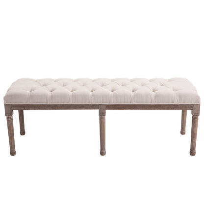 Stool Bench 3 Person Chic Button Tufted  Bedside Seat End Hallway