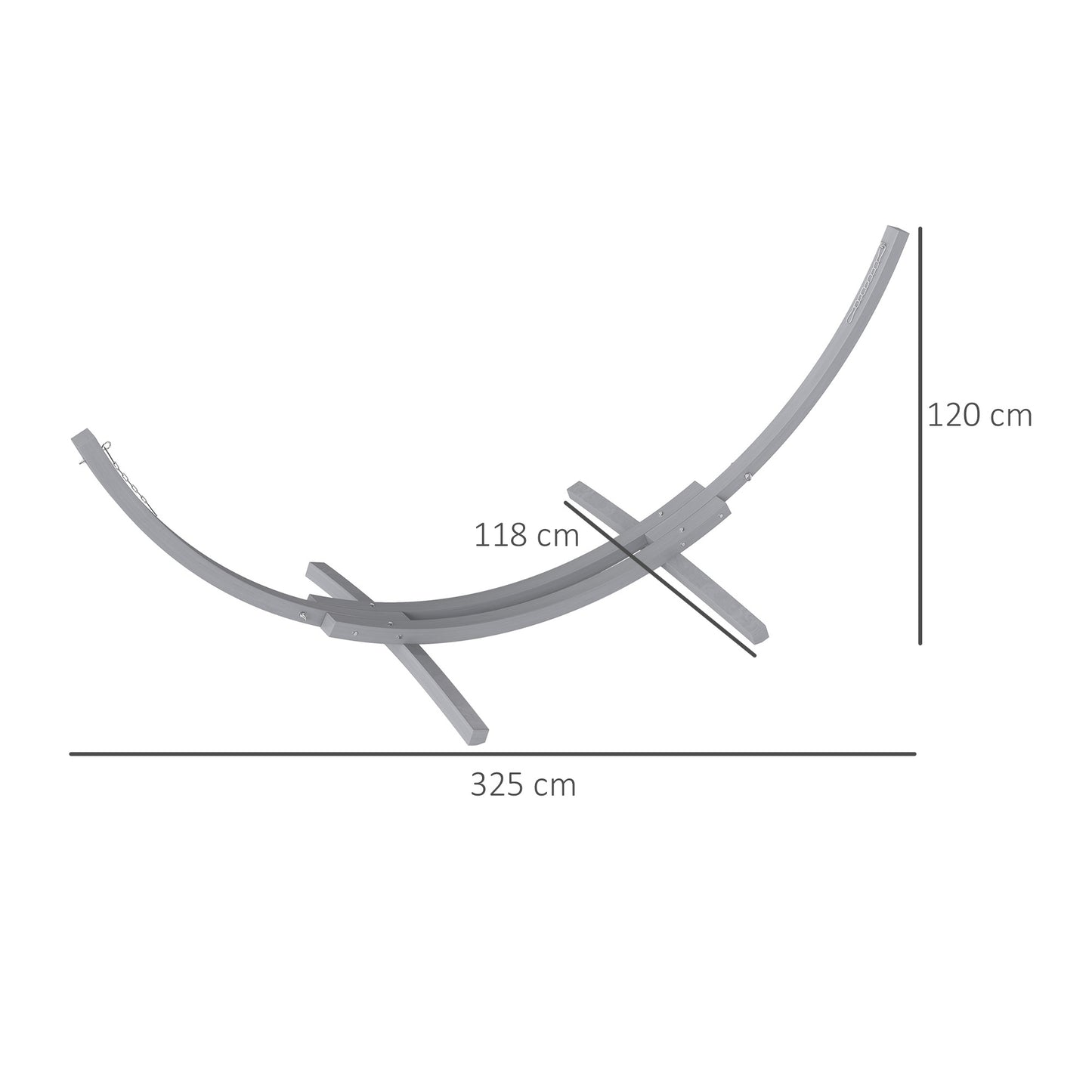 3(m) Wooden Hammock Stand for Garden, Patio, Grey