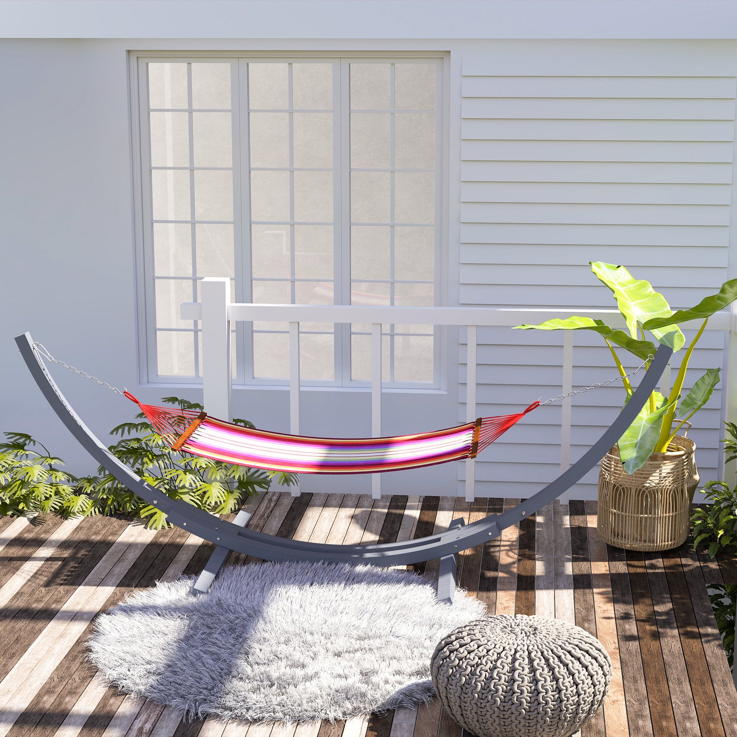 3(m) Wooden Hammock Stand for Garden, Patio, Grey