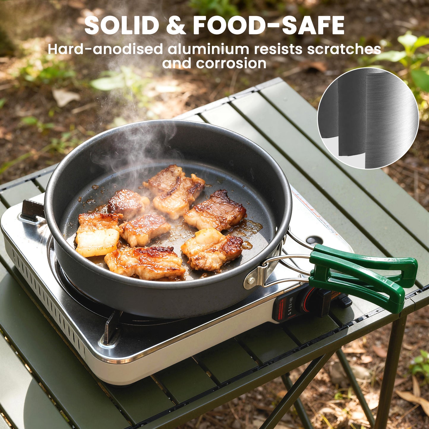 Camping Cookware Set for 2-3 People, Camping Cooking Kit, Grey