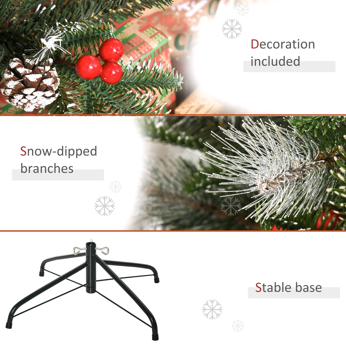4FT Artificial Snow Dipped Christmas Tree Xmas Holiday Pencil Tree Green