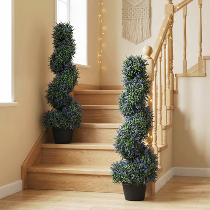 Artificial Lavender Topiary Tree with 315 Leaves and 315 Flowers, Set of 2
