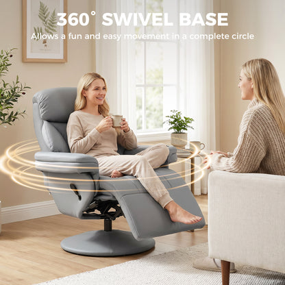 Upholstered Reclining Armchair with Adjustable Backrest, Grey