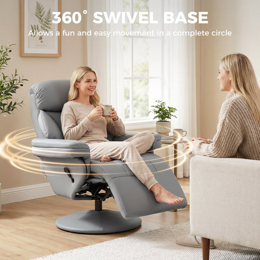 Upholstered Reclining Armchair with Adjustable Backrest, Grey